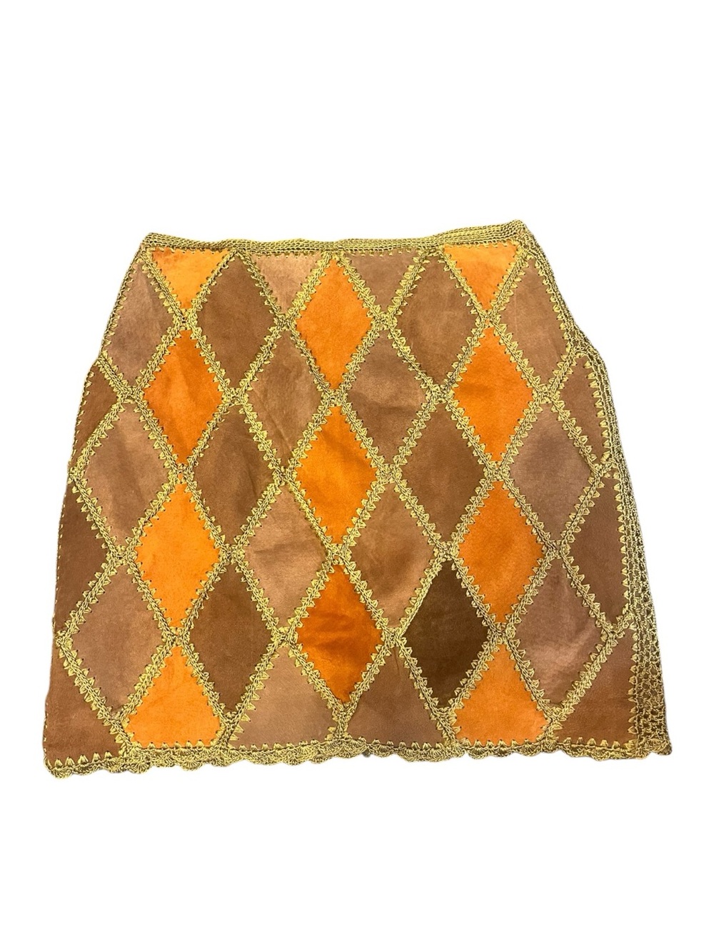Rem Garson Vintage Genuine Leather Patchwork Mini Skirt